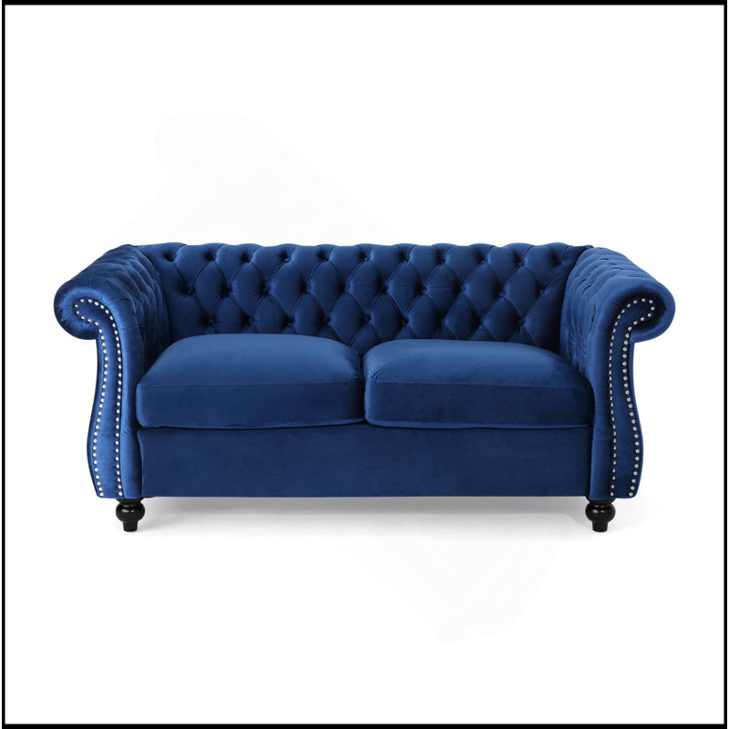 Canapé-causeuse, Velours bleu marine