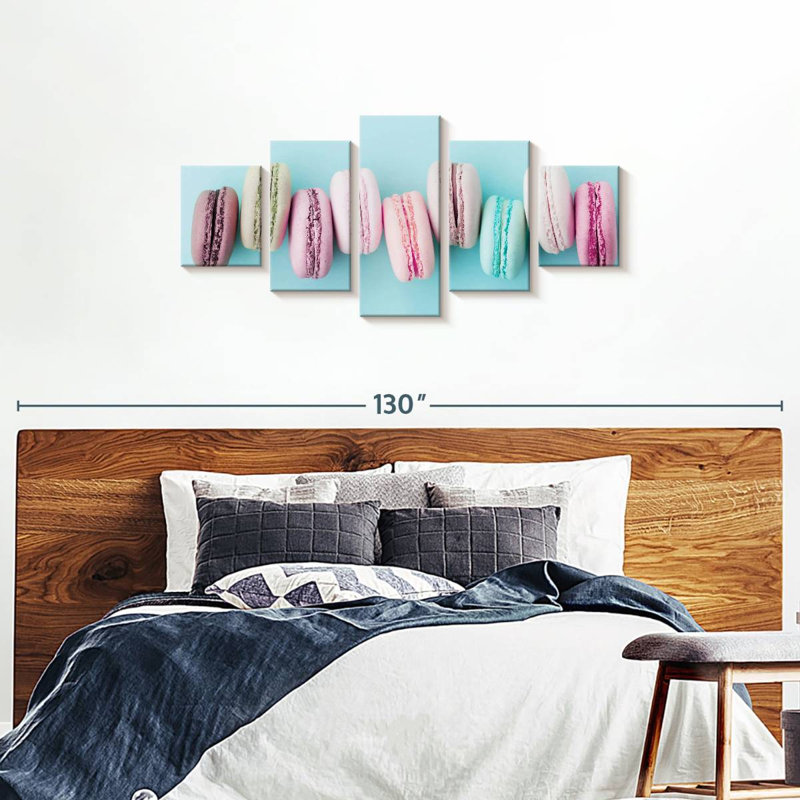 Délectable macarons sur toile, 5 pièces, H 74 po x l 34 po x P 1,25 po