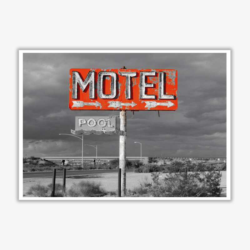 Red Motel Sign - Print, No Frame, 30 cm H x 21 cm W x 1 cm D
