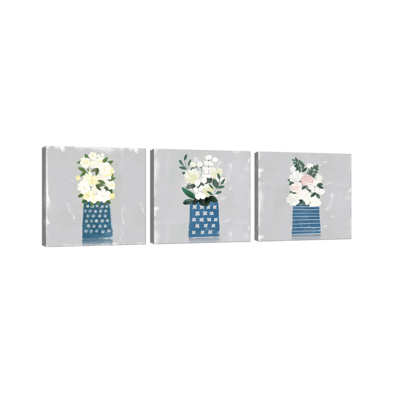 «Contemporary Flower Jar Triptych», ensemble d'art mural sur toile tendue (ensemble de 3)