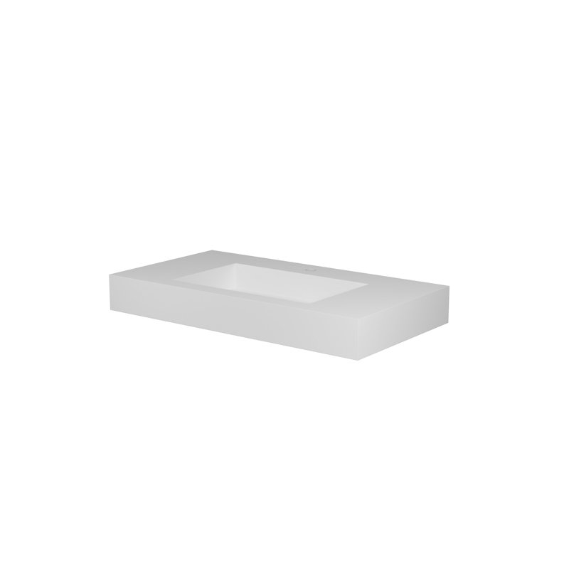 Lavabo à surface solide de 35 po - blanc mat, pour des décennies, facile à nettoyer, piédestal blanc, longue durée, entretien