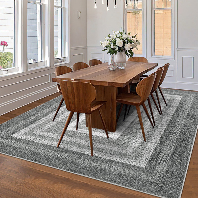 Machine Washable Entryway Rugs Braided Printed Stain Resistant Soft Floor Mat Non-Slip Indoor Farmhouse Throw Carpet for Bathroom