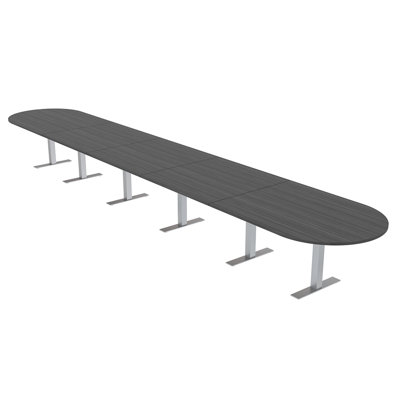 Racetrack Shaped Conference Table with Metal T Base