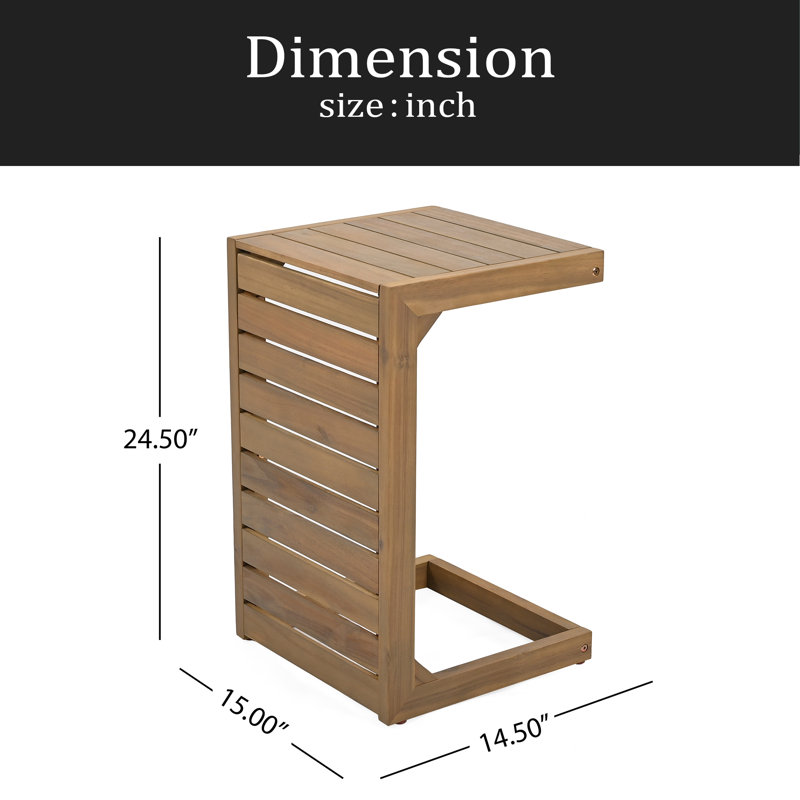 C-Shape End Table, Brown