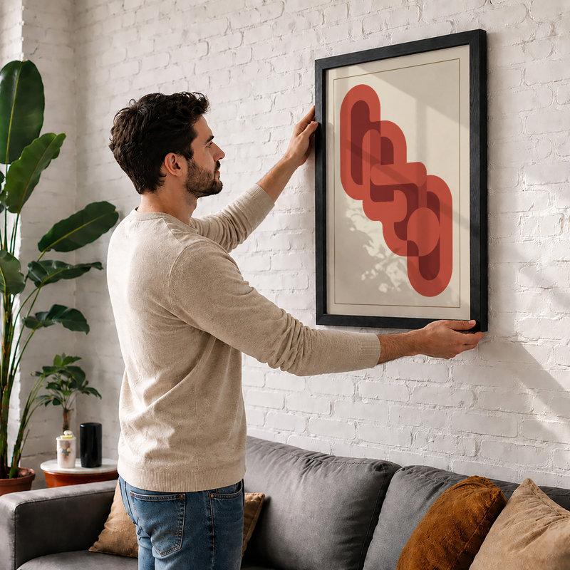 Stacked Forms Mid-Century - Framed Print, A2 - 59.4 x 42.0 cm, Unframed