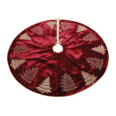 Melrose International Embroidered Evergreen Tree Skirt 48"d In Red,gold
