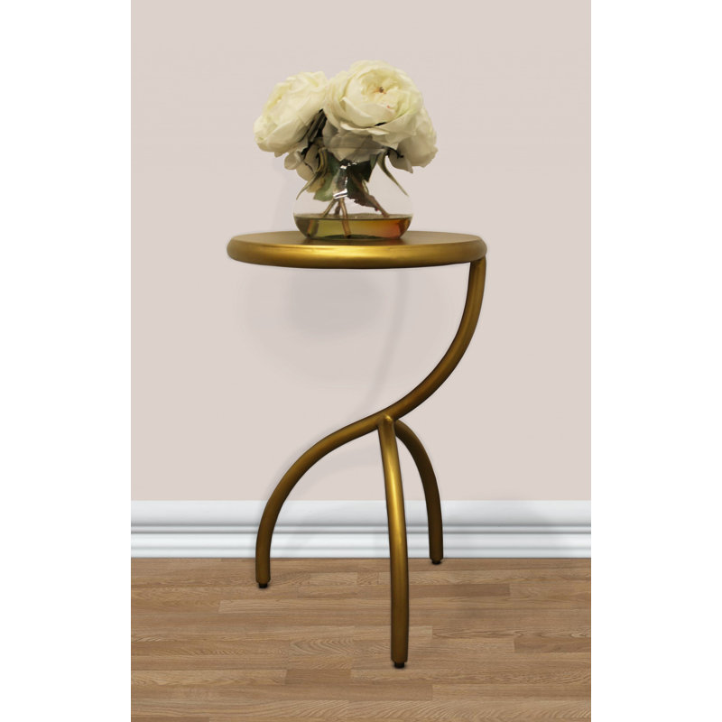 Table de bout ronde en fer antique 20 po
