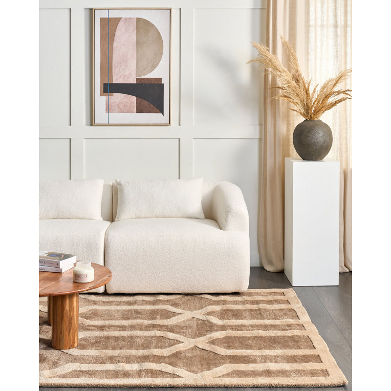 Pontone Rectangle 160 cm x 230 cm Geometric Wool and Viscose Hand Tufted Area Rug