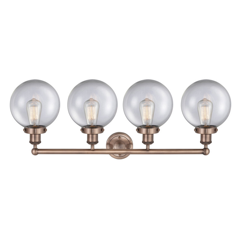 Alphonsa 4 - Light Dimmable Vanity Light, Clear, Antique Copper