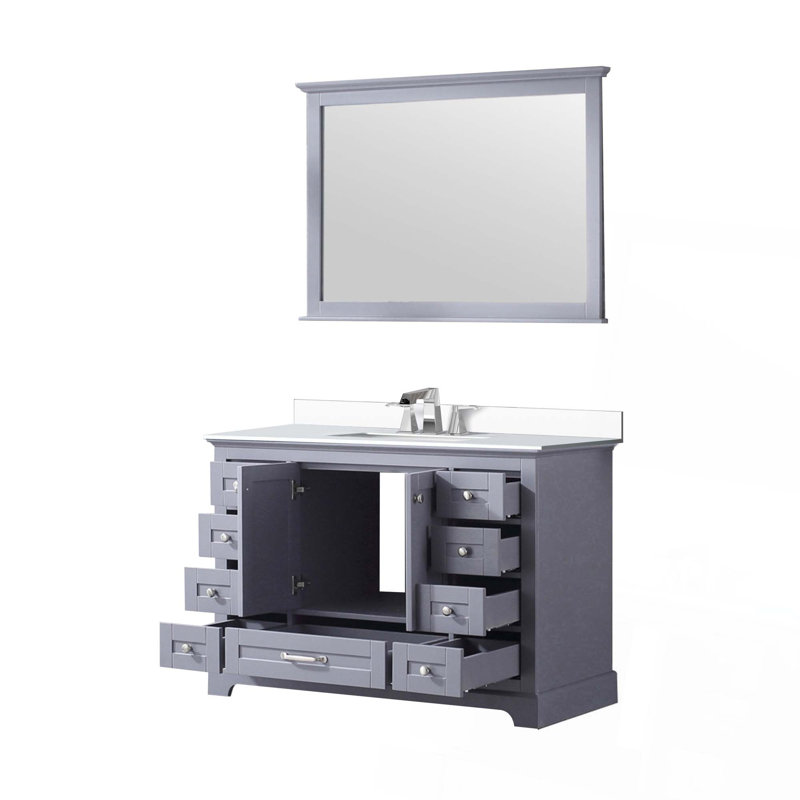 Meuble-lavabo simple, comptoir en marbre de culture, ensemble de robinet et miroir de 46 po, Gris foncé