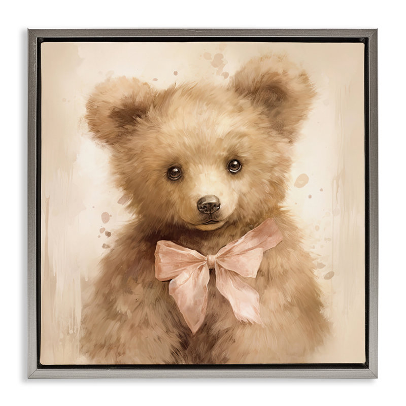 Cadre flottant Little Baby Bear, design par Tina LeCour, H 25 po x l 25 po, Cadre flottant gris lustré