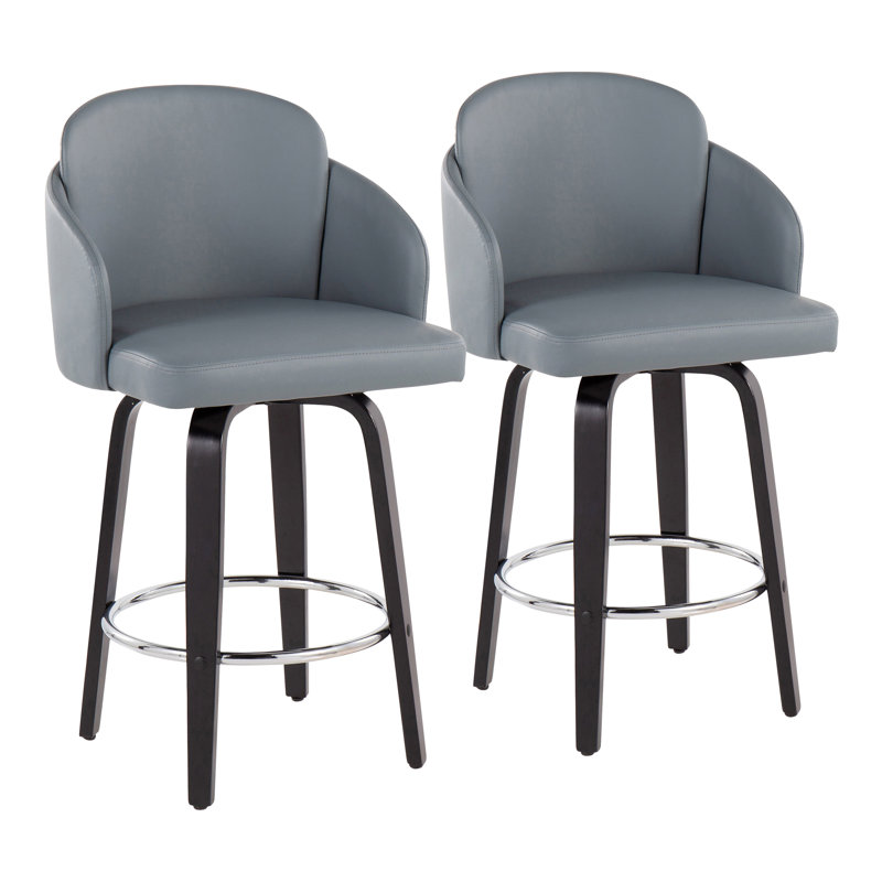 Tabouret tournant 25 "Violetta, Noir, Similicuir brun clair
