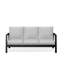 Canapé de patio 75 po 3 places en aluminium toutes saisons avec coussins épais gris clair et structure noire-1862159180