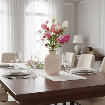 6 pièces de tiges de tulipes artificielles avec des accents de cœur et de baies, des choix floraux pour la Saint-Valentin et la fête des Mères