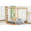 Grand lit à baldaquin avec pieds de soutien, finition naturelle - construction, aéré sous le lit, point focal de la chambre à coucher, plate-forme d'installation simple teinte pin et qualité, espace sous le lit frais, fraîcheur du matelas,