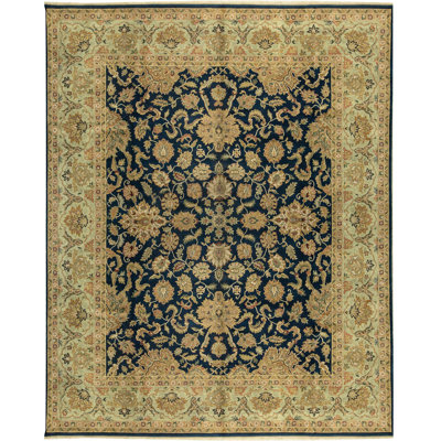 Mughal Wool Oriental Area Rug in Beige/Black