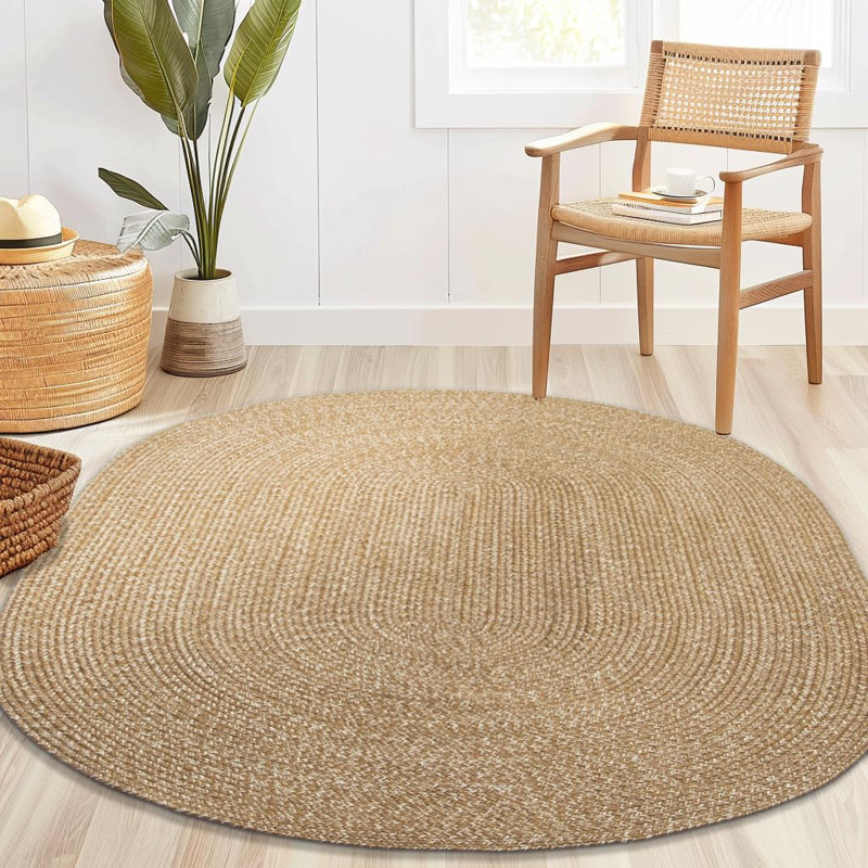 Elizondo Faux Fur Gingham Indoor Rug, Oval 4' x 6'