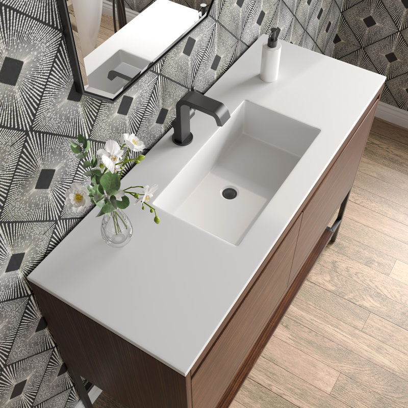 Mantova 47.25'' W Single Vanity, Glossy White/Champagne Brass, Glossy White