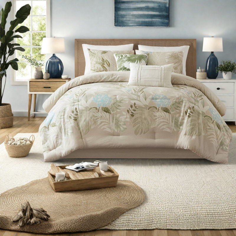 Ensembles de literie en coton surdimensionnés, édredon très grand avec coussins décoratifs pour le style bord de mer