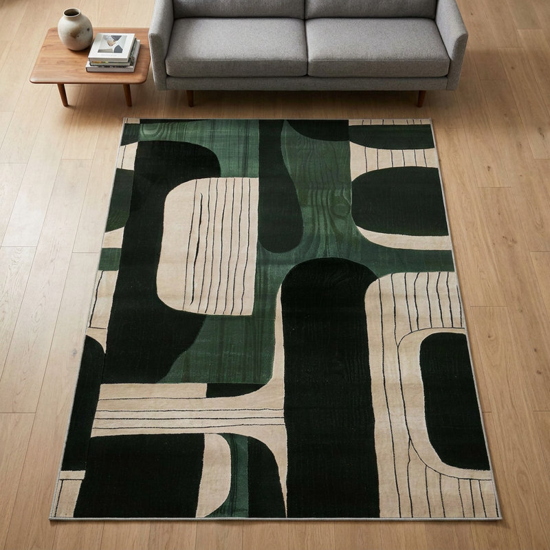 Tapis vert / noir Cypress MidCentury