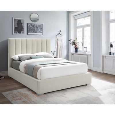 Lit plateforme tapissier en bois massif Harper-Leigh
