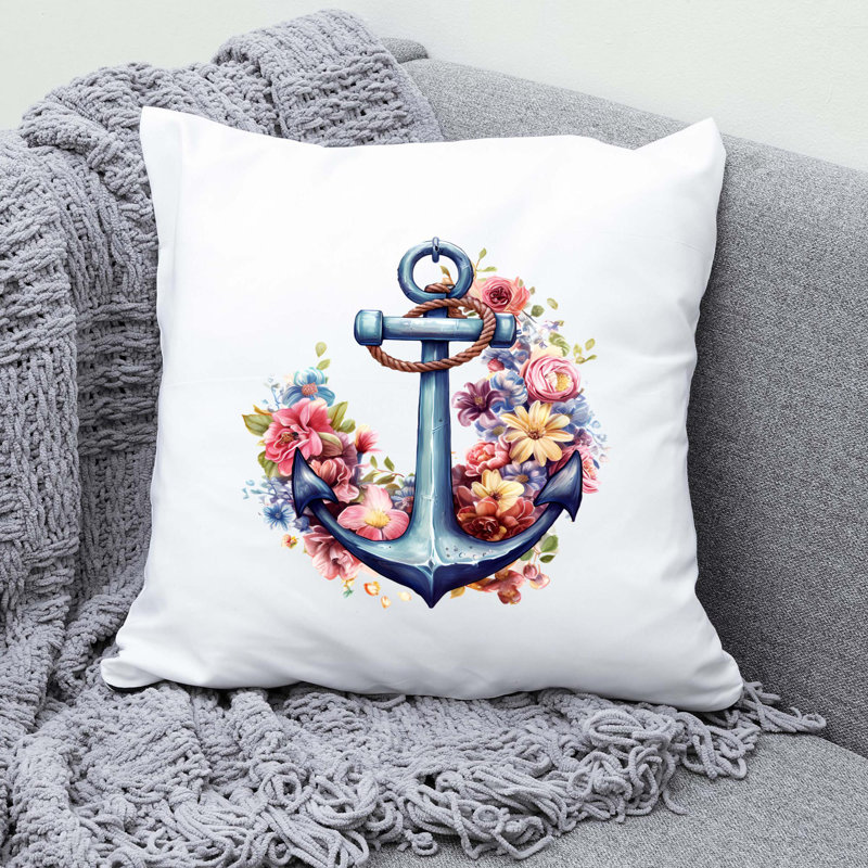 Nautical Sea Life_211 - Coussin décoratif en polyester, H 20 po x l 20 po