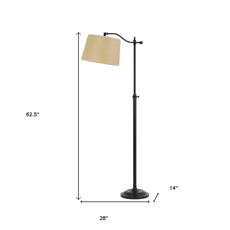 Lampe sur pied réglable en métal bronze de 160 cm avec abat-jour carré en papier beige
