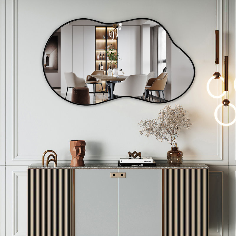 Miroir de salle de bain Asymmetric, 26 po x 46 po, Noir