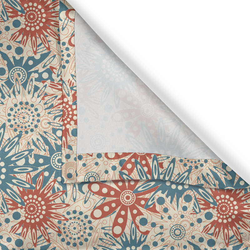 Rideau de fenêtre à 2 panneaux avec œillets East Urban Home, 50 po, bleu sarcelle beige vermillon, L 50 po x L 84 po