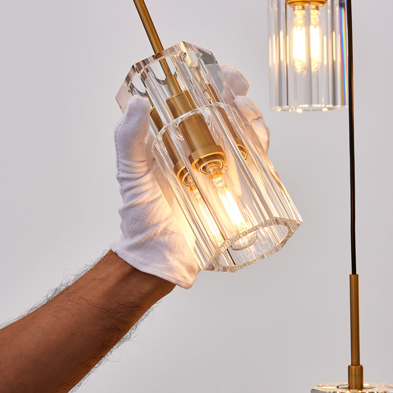 Lustre en cristal avec longueur réglable, Laiton