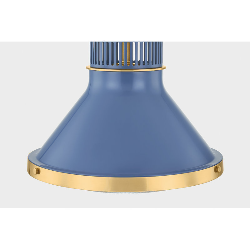 Highclere Pendant in Aged Brass by Mark D. Sikes, 12" H x 12.75" W x 12.75" D, Aged Brass/Soft French Blue