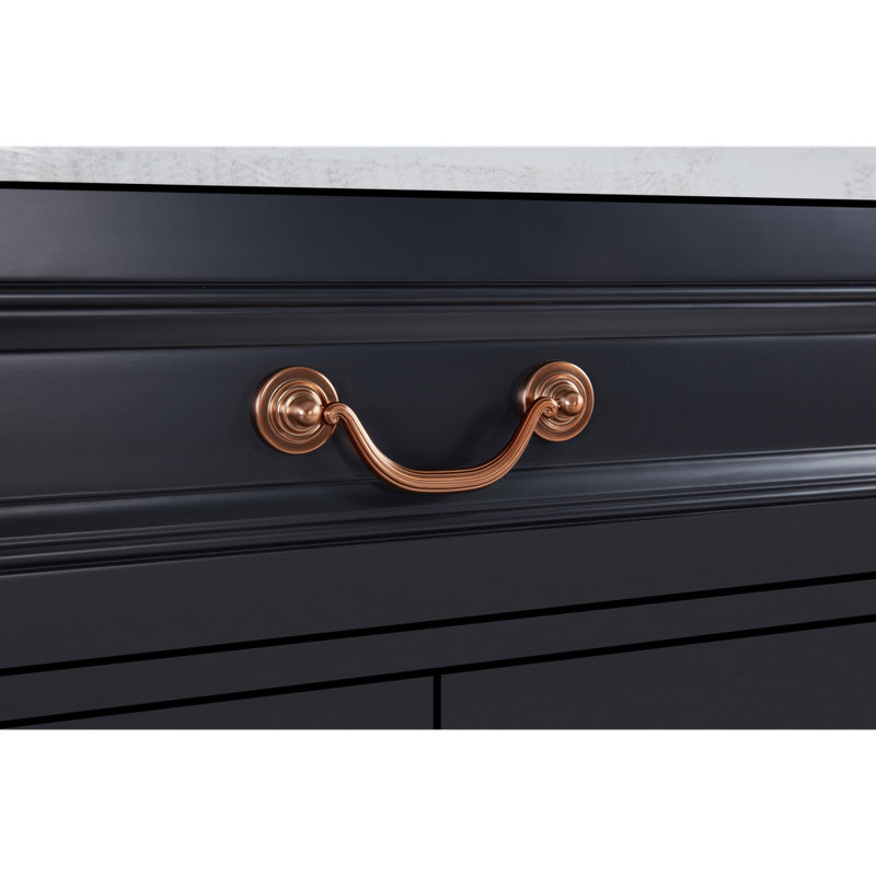 72" Solid Wood Sink Vanity  With 1' Artificial Stone Top, Tricorn Black
