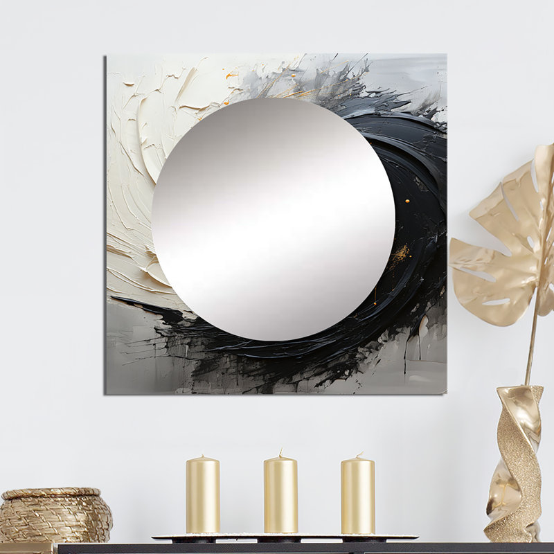Infinite Motion IV - Miroir carré abstrait mural pour chambre à coucher, 29 po x 29 po