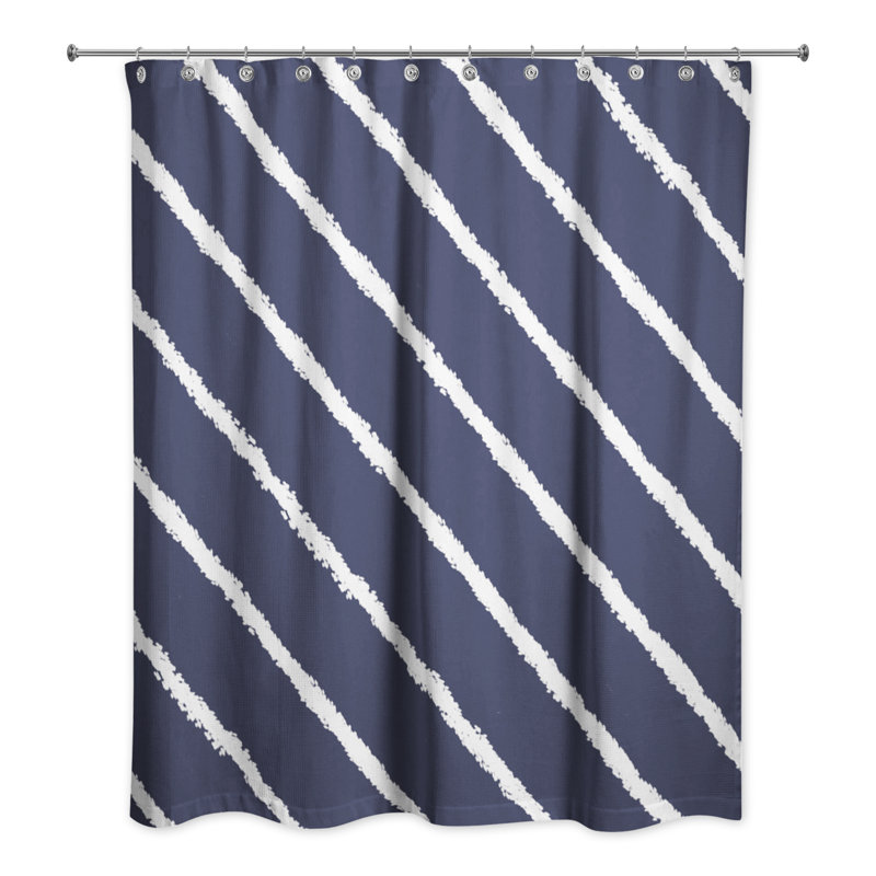 Rideau de douche à rayures simples Toran, Bleu marine