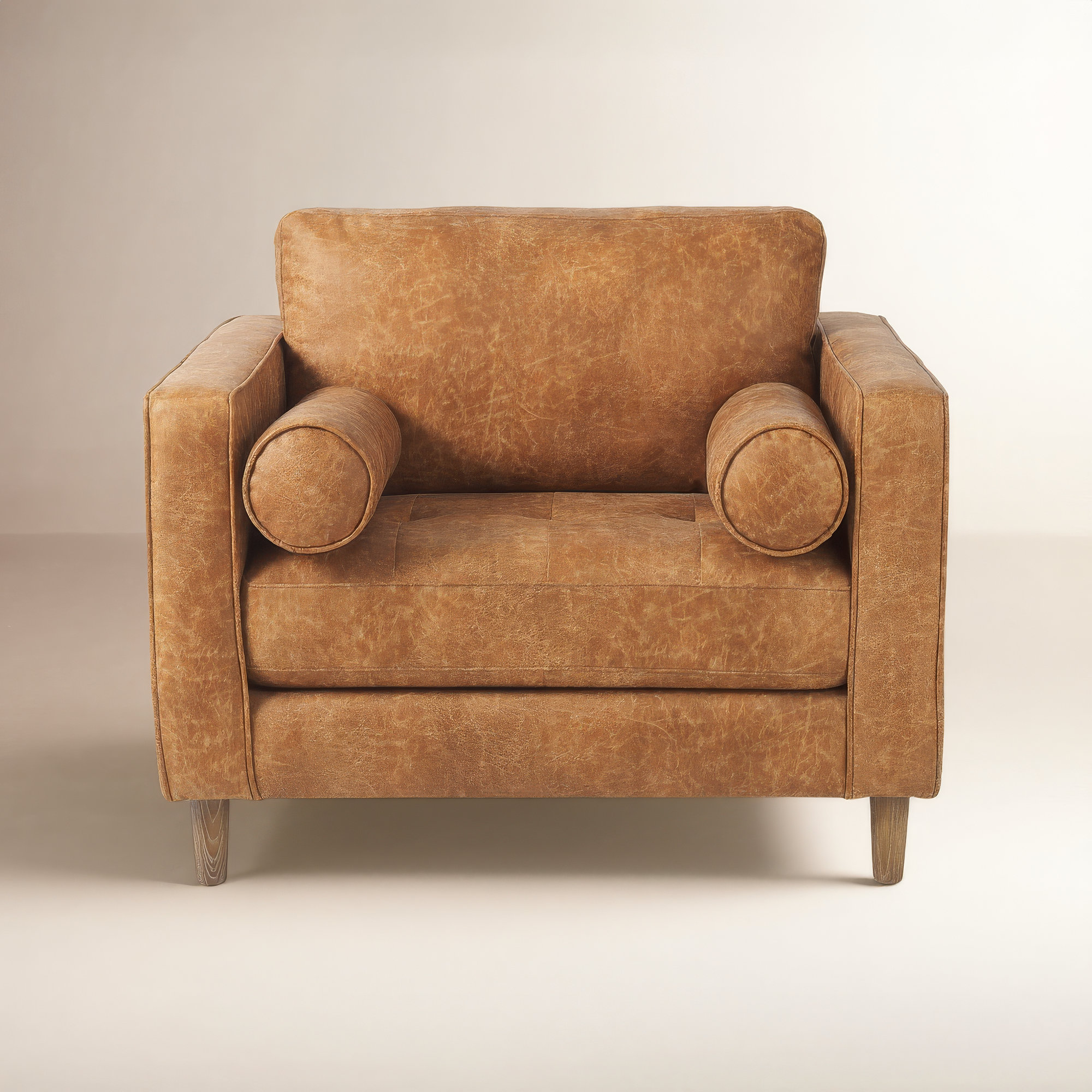 Stephon Upholstered Armchair, Cognac Brown