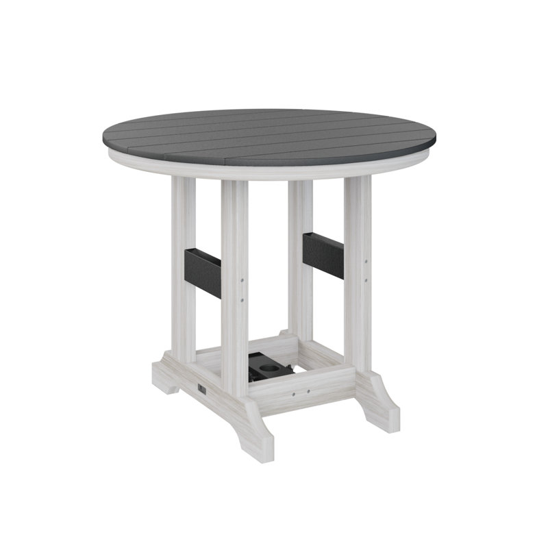 Garden Classic Outdoor Round Dining Table, Seashell, Black