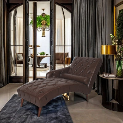 Méridienne de luxe avec dossier capitonné, fauteuil inclinable en cuir PU de qualité supérieure, comprend un coussin pour le salon, la chambre à coucher ou le bureau