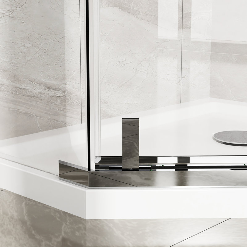 -angle Shower Door, 36 In. X 72 In., Clear Tempered Glass, Space Saver D W H Shower, 1/4" Finish, Saving, Silver
