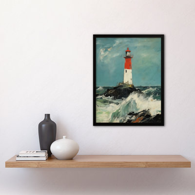 Solitary Lighthouse Against A Stormy Sea - Single Picture Frame Print