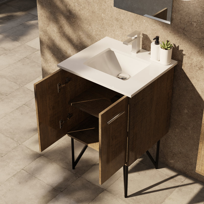 Lancy 24 in W x 20 in D Single Bath Vanity Top, White Cultured Marble