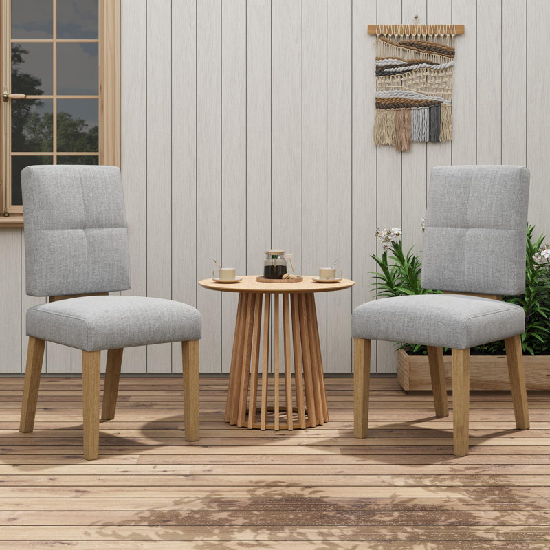 Alesana 18.9" W Linen Blend Upholstered Solid Wood Dining Chairs (Set of 4), 4, Gray