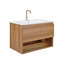 Meuble-lavabo 24 po avec lavabo en céramique - Meuble-lavabo mural flottant cannelé avec tiroirs, moderne-130140887-130140888