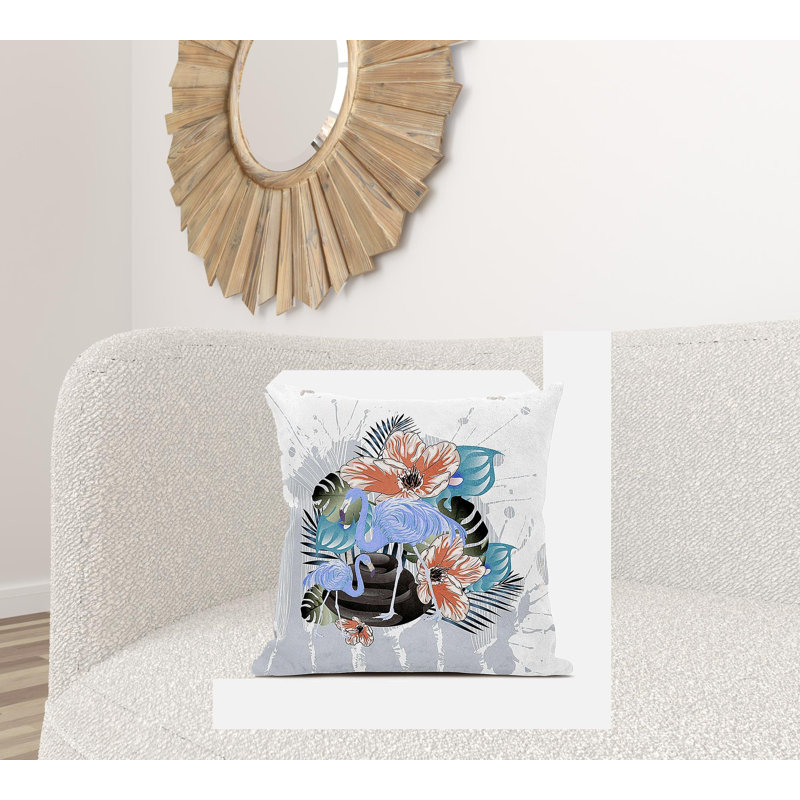 Coussin 26 x 26, Gris/Bleu/Orange