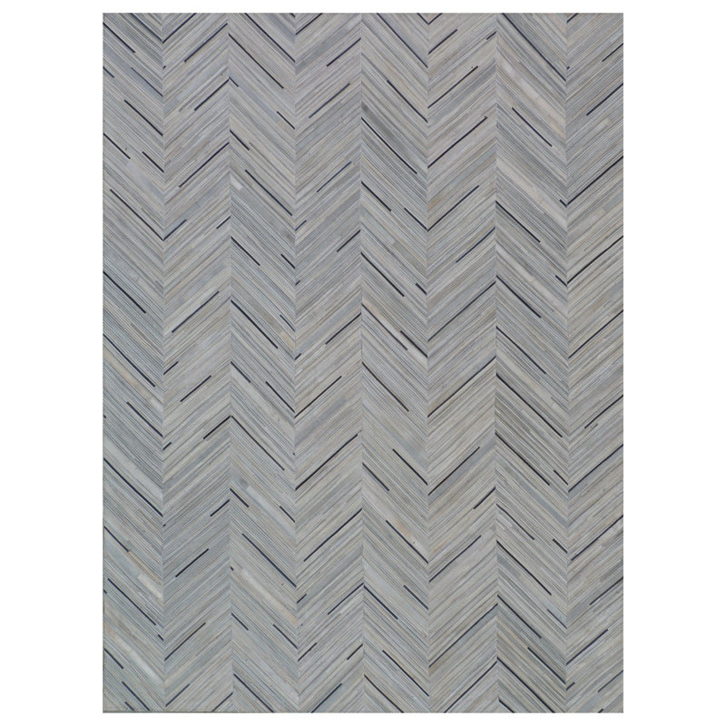 Natural Hide Cowhide Chevron Area Rug, Rectangle 9'6" x 13'6"