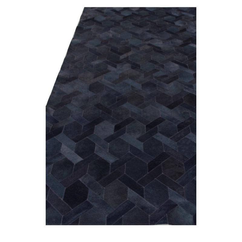 Natural Hide Cowhide Geometric Area Rug, Rectangle 9'6" x 13'6"