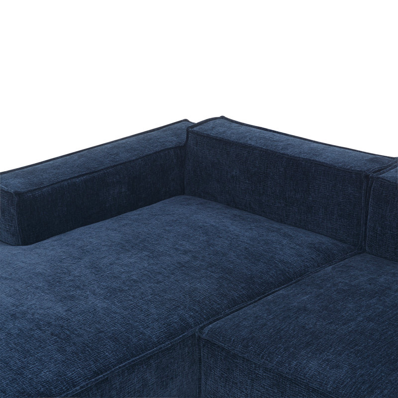 Canapé moderne - ensemble 9587G, Chenille bleu foncé