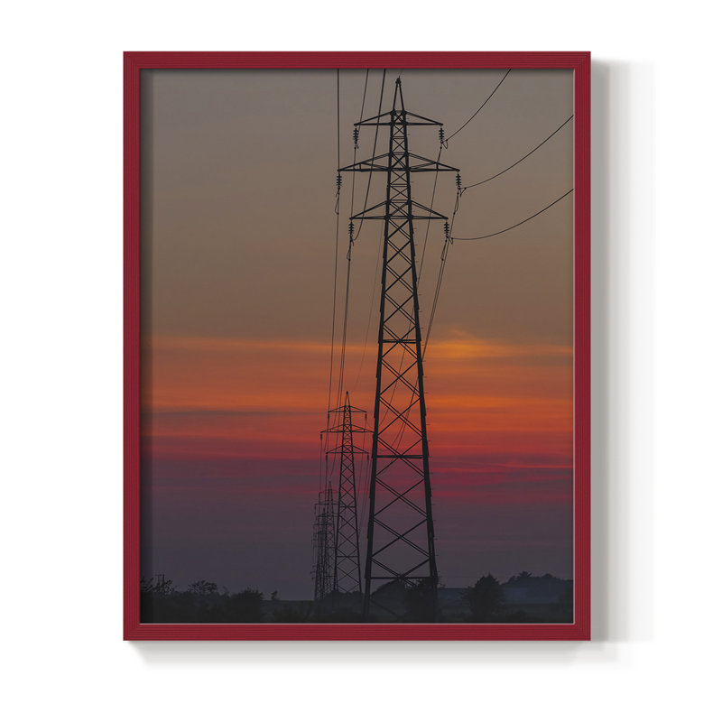 Impression encadrée Sunset Power - bois massif, Rouge, H 10 po x l 8 po
