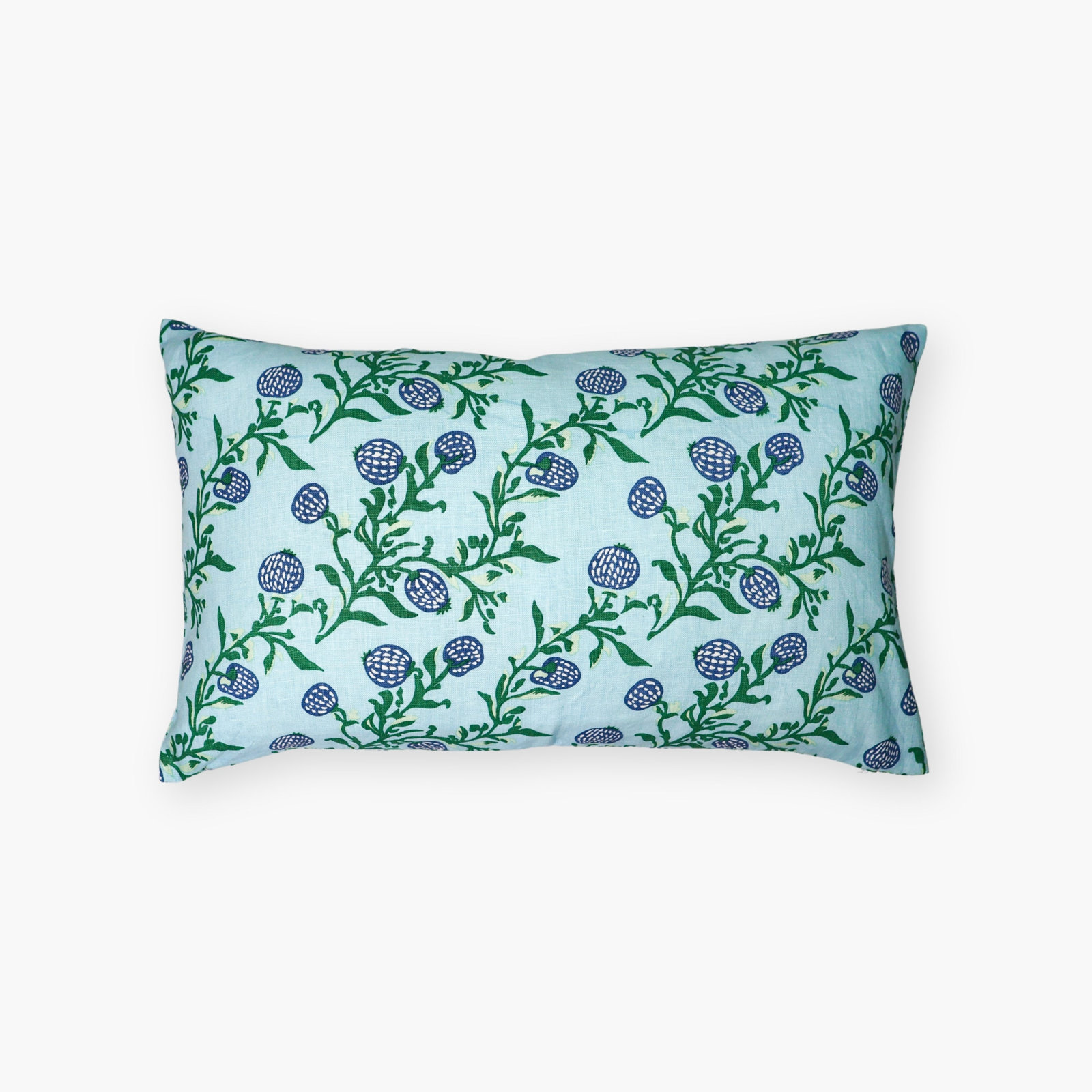 20" x 20" Linen Pillow Cover, Rectangle 12"H x 20"W, Navy/Green Floral