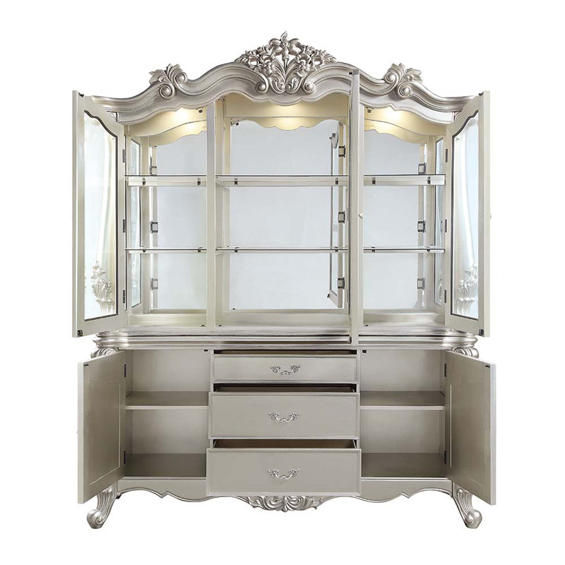 Bently Transitional Rectangular Hutch and Buffet with Touch Light in Champagne