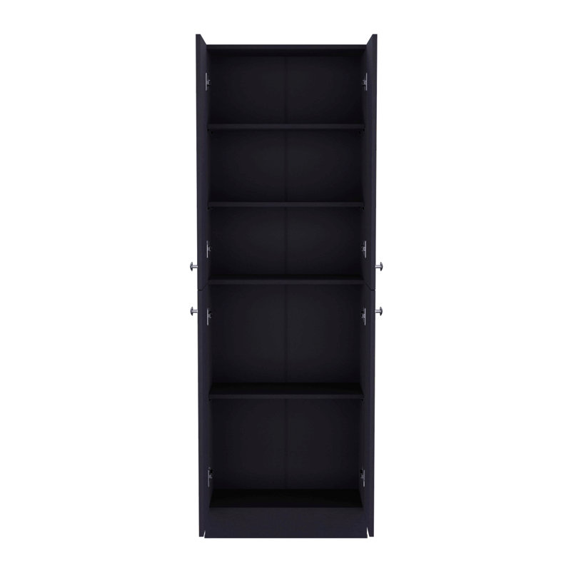 Armoire de cuisine H 71 po, 4 portes, 5 tablettes réglables, buanderie, Noir mat